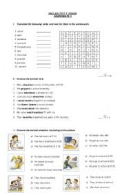 English Worksheet: Simple Present Test