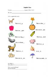 English Worksheet: Activity for beginners