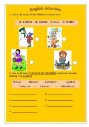 English worksheet: Spring and days of the week