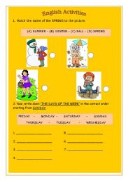 English Worksheet: Spring and days of the week