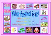 English Worksheet: festival--board game