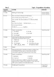 English worksheet: Prepositions of position