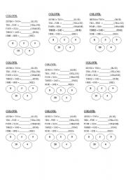 English Worksheet: numbers and colours