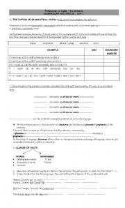 English worksheet: The nature of grammatical units 