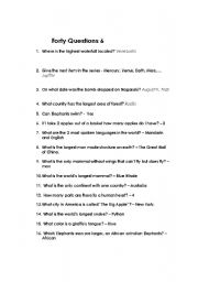 English worksheet: Forty Questions 6