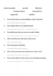 English Worksheet: persuasive features starter activity
