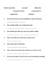 English worksheet: persuasive features starter activity