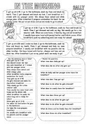 English Worksheet: IN THE MORNING