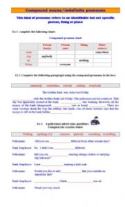 English Worksheet: Compound  nouns / indefinite pronouns