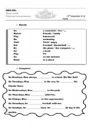 English Worksheet: Third person grammar