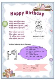 English Worksheet: Happy Birthday