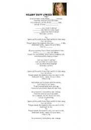 English Worksheet: Song by Hillary Duff