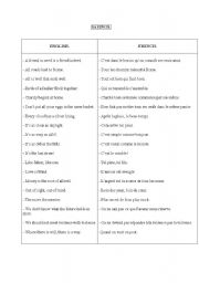 English Worksheet: Sayings to be used in essays.