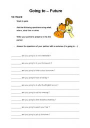 English Worksheet: Going to Future - Pair Work 