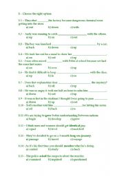 English worksheet: Prepositions and synonyms