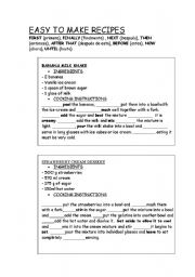 English Worksheet: Easy to make recipes