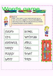 English worksheet: Word game