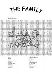English Worksheet: WORD SEARCH; THE FAMILY