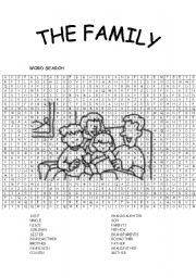 English worksheet: WORD SEARCH; THE FAMILY