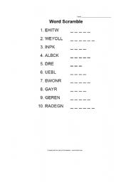 English worksheet: Scramble