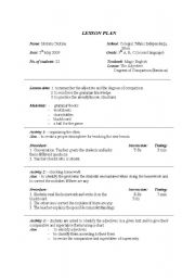 English Worksheet: Lesson plan- Degrees of comparison