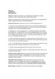 English Worksheet: Lesson Plan on Re-Reading Strategy Non fiction