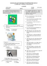 English Worksheet: a test for gr-8 term-2 for turkish students