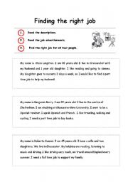 English Worksheet: Finding the right job