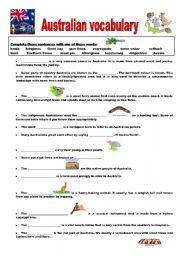 Australian vocabulary - A gap-fill activity