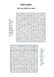 English worksheet: Word Search - Adjectives of appearance and colors