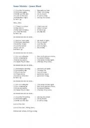English worksheet: Song and exercise: Same Mistake - Match Columns