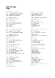 English worksheet: Song: Big Girls Dont Cry - Match Columns