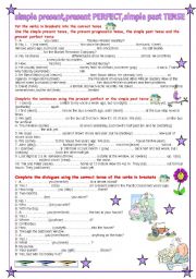 English Worksheet: simple present,present perfect,simple past tense