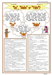 English Worksheet: Do, Make  or Take