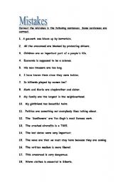 English Worksheet: Correct the mistakes