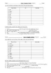 English Worksheet: Past Simple -Irregular verbs-quiz2