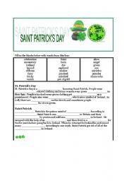 English worksheet: SAINT PATRICK ( 2 PAGES)