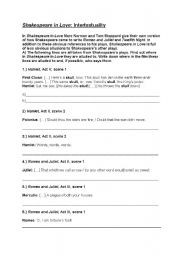 English Worksheet: Shakespeare in Love - Intertextuality