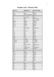 English Worksheet: irregular verbs