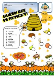 English Worksheet: FOOD - Queen Bee is hungry! - 1