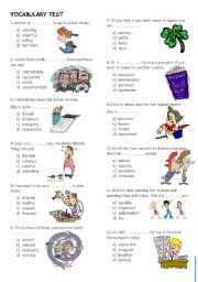 English Worksheet: vocabulary test