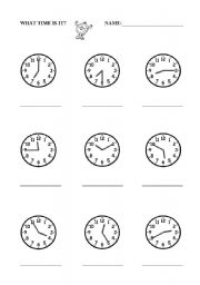 English Worksheet: What Time Is It?