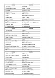 English Worksheet: Scattergories