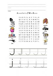 English Worksheet: Wordsearch of J letter