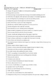 English Worksheet: Electricity, current, refrigeration