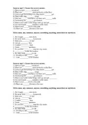 English Worksheet: Some, any