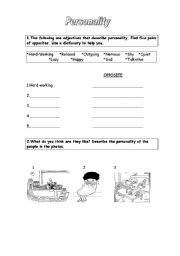 English Worksheet: Describing personality