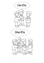 English worksheet: Pronomes He and She