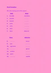 English worksheet: Word formation