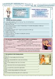 English Worksheet: present perfect simple or continuous?